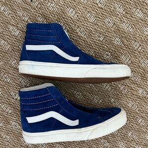 Vans Blue Suede High-Top Sneakers with White Accents